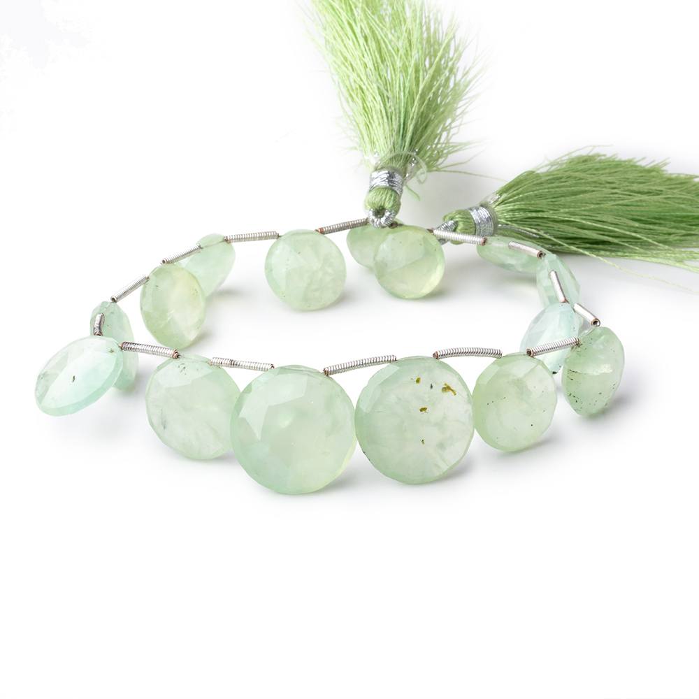 11 - 18mm Prehnite Top Drill Faceted Coins 8.5 inch 15 beads - The Bead Traders