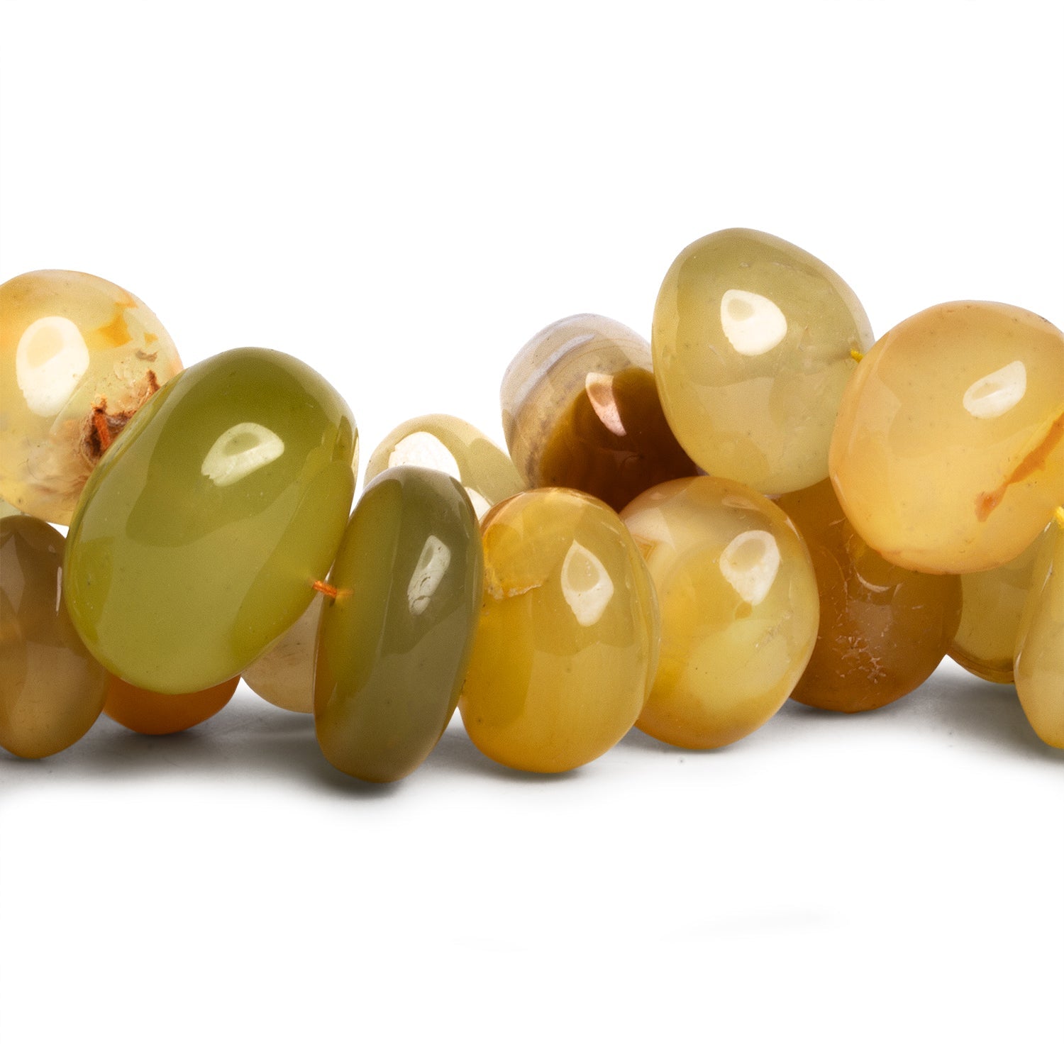 11 - 26mm Yellow Chalcedony Plain Rondelles 12 inch 28 beads - The Bead Traders