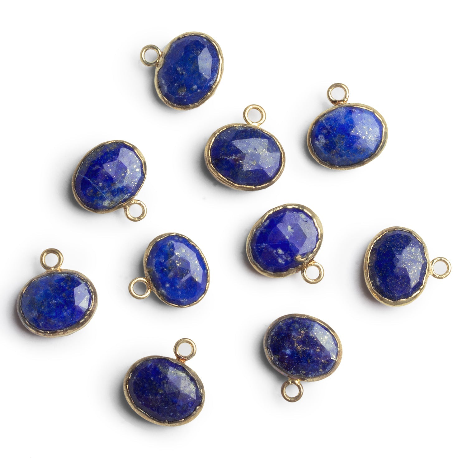 11mm Antiqued Gold Leafed Lapis Lazuli Oval Pendant 1 Bead - The Bead Traders