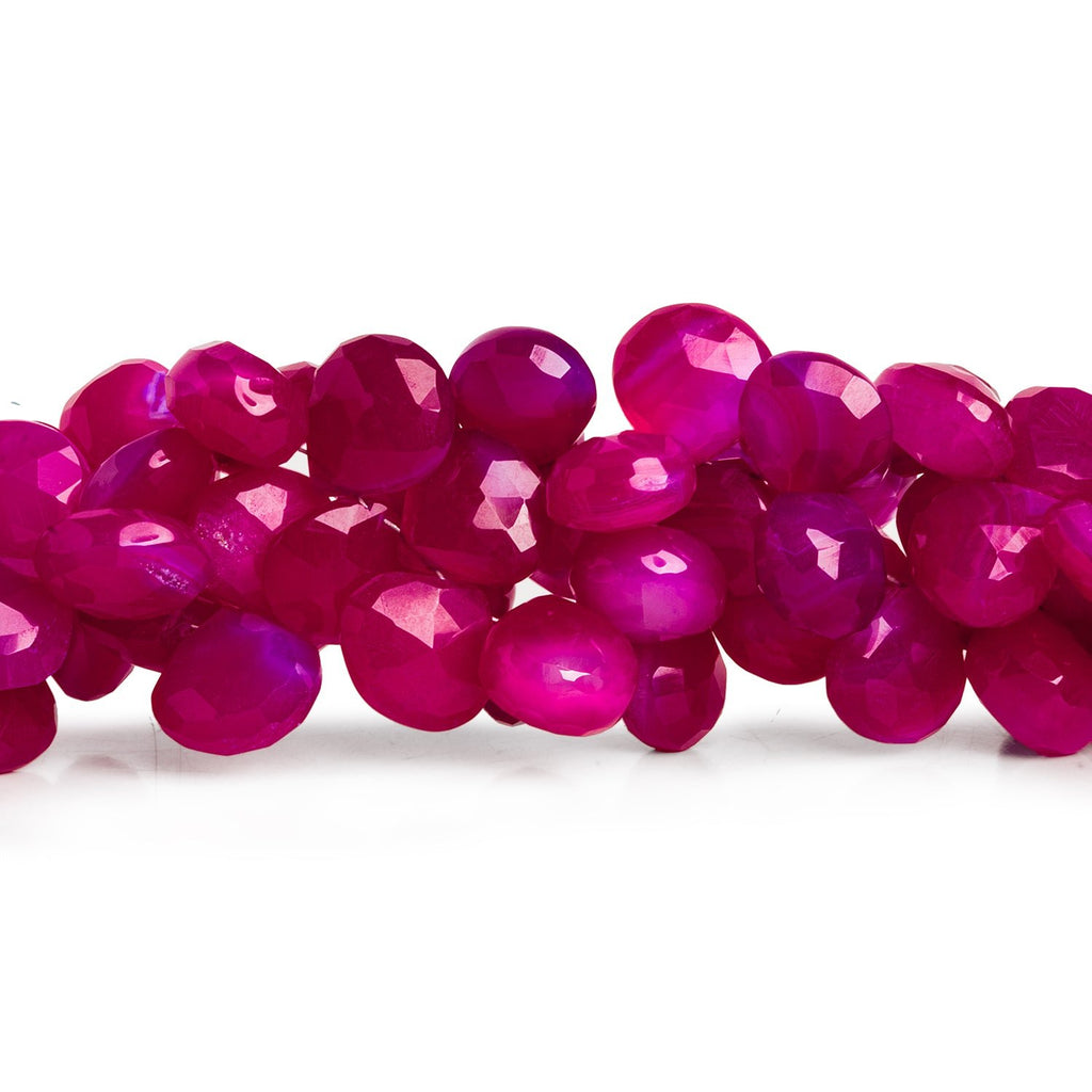 11mm Pink Chalcedony Faceted Hearts 9 inch 53 beads - The Bead Traders