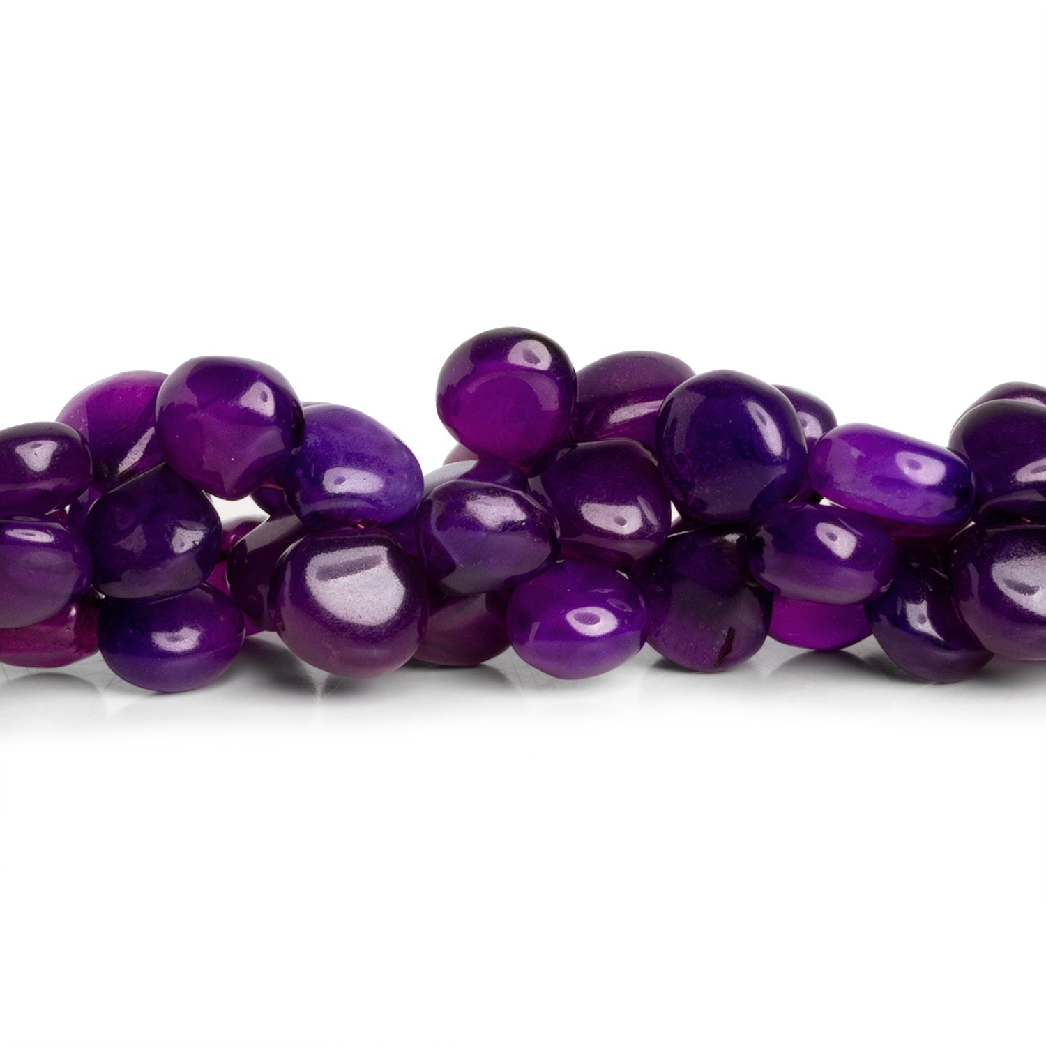 11mm Purple Chalcedony Plain Hearts 8 inch 37 beads - The Bead Traders