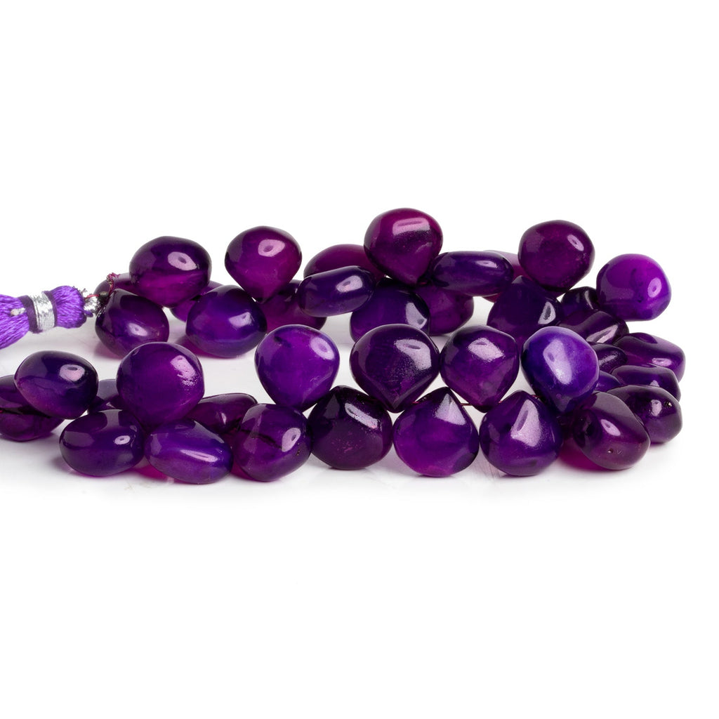 11mm Purple Chalcedony Plain Hearts 8 inch 37 beads - The Bead Traders
