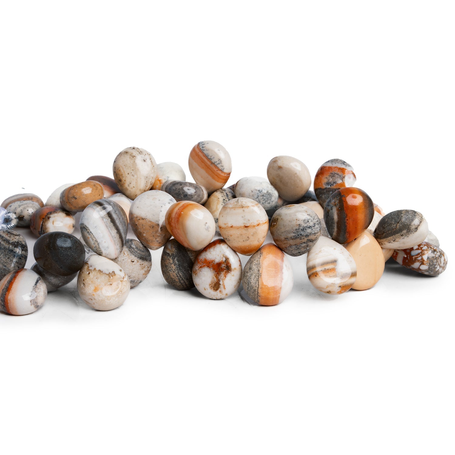 11x10mm Banded Jasper Plain Pears 8 inch 41 beads - The Bead Traders