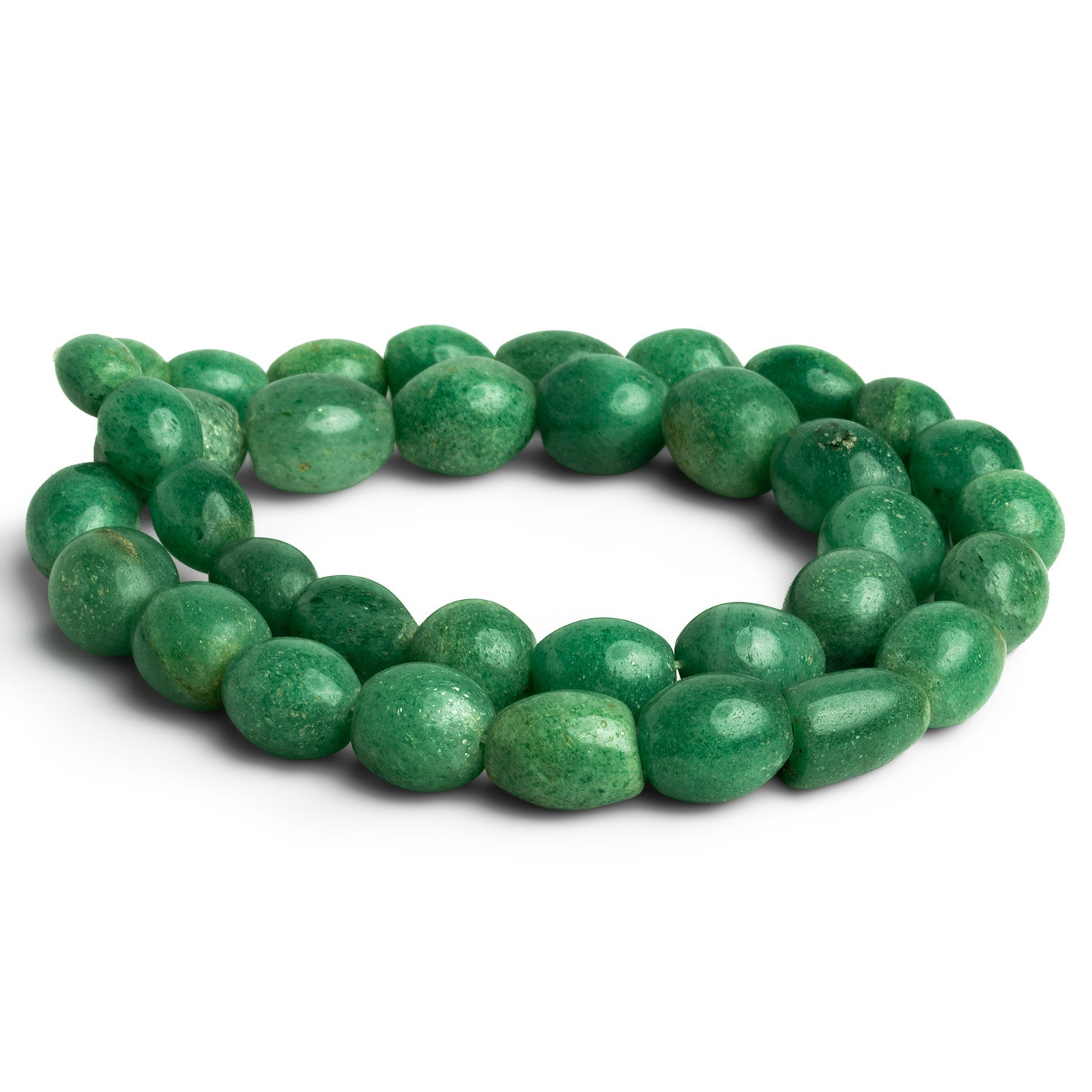 11x10mm Green Aventurine Plain Barrels 16 inch 35 beads - The Bead Traders