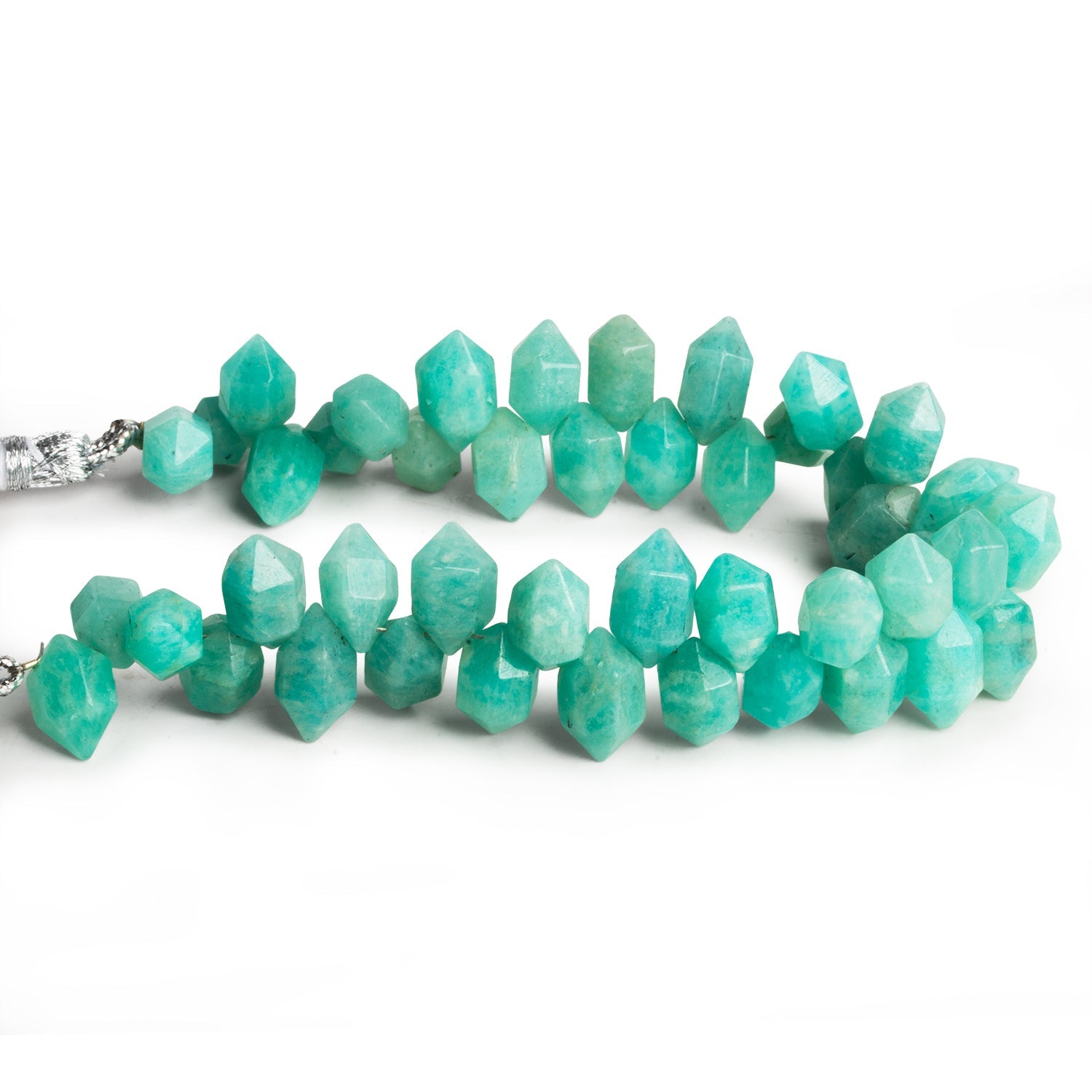 11x7mm Amazonite Top - Drilled Double - Terminated Points 7.5 inch 43 beads - The Bead Traders
