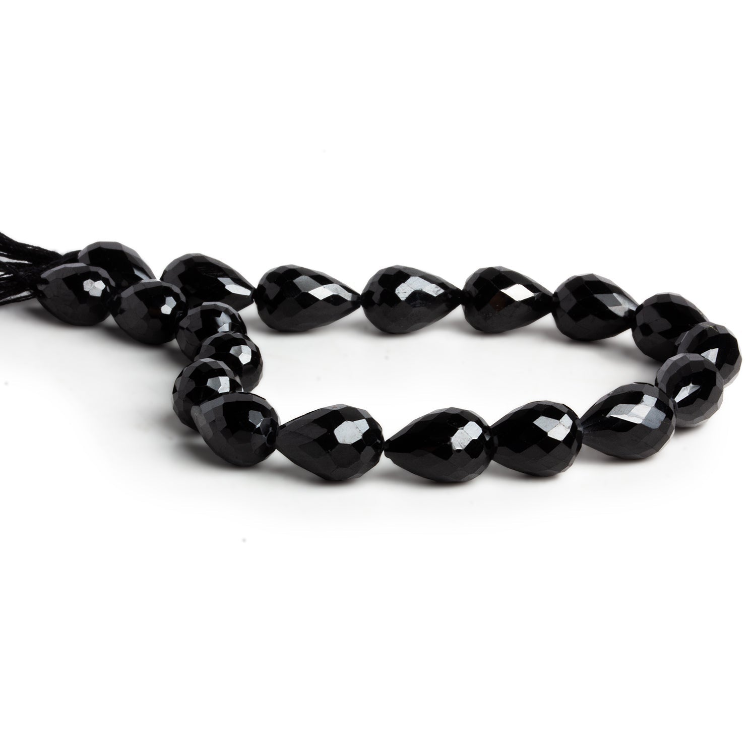 11x7mm Black Spinel Faceted Teardrops 8 inch 18 beads - The Bead Traders