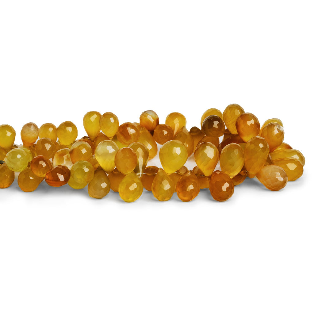11x7mm Yellow Chalcedony Faceted Teardrops 7.5 inch 65 beads - The Bead Traders