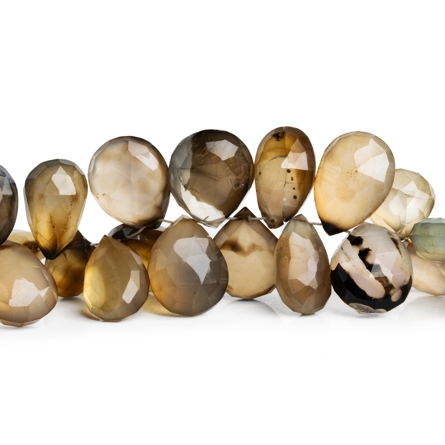 11x8mm Multicolor Chalcedony Faceted Pears 7 inch 48 beads - The Bead Traders