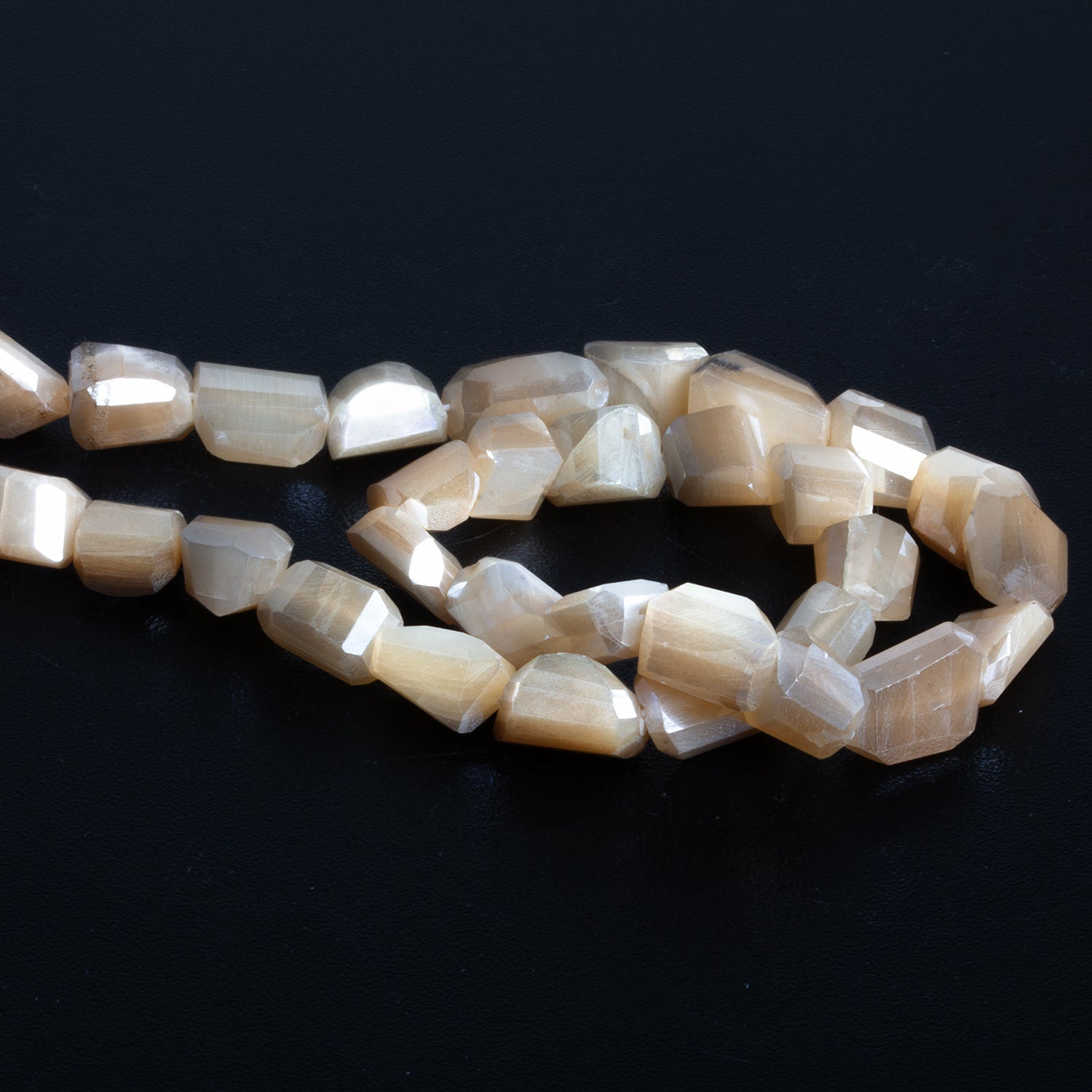 11x8mm Mystic Moonstone Faceted Nuggets 12 inch 30 beads - The Bead Traders