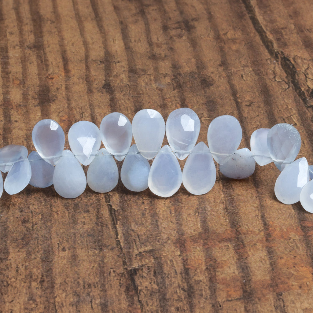 11x8mm Turkish Chalcedony Faceted Pears 8 inch 48 beads - The Bead Traders