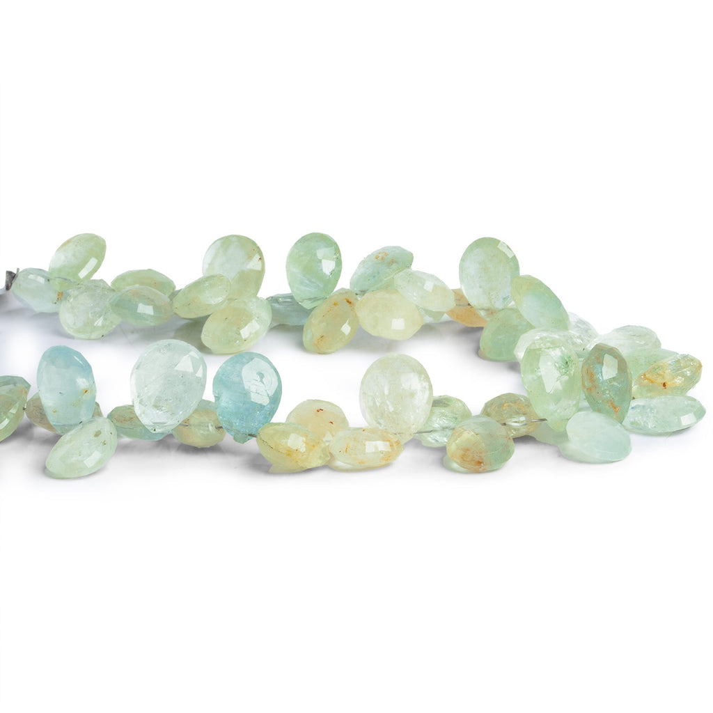 11x9mm Aquamarine Faceted Pears 8 inch 47 beads - The Bead Traders