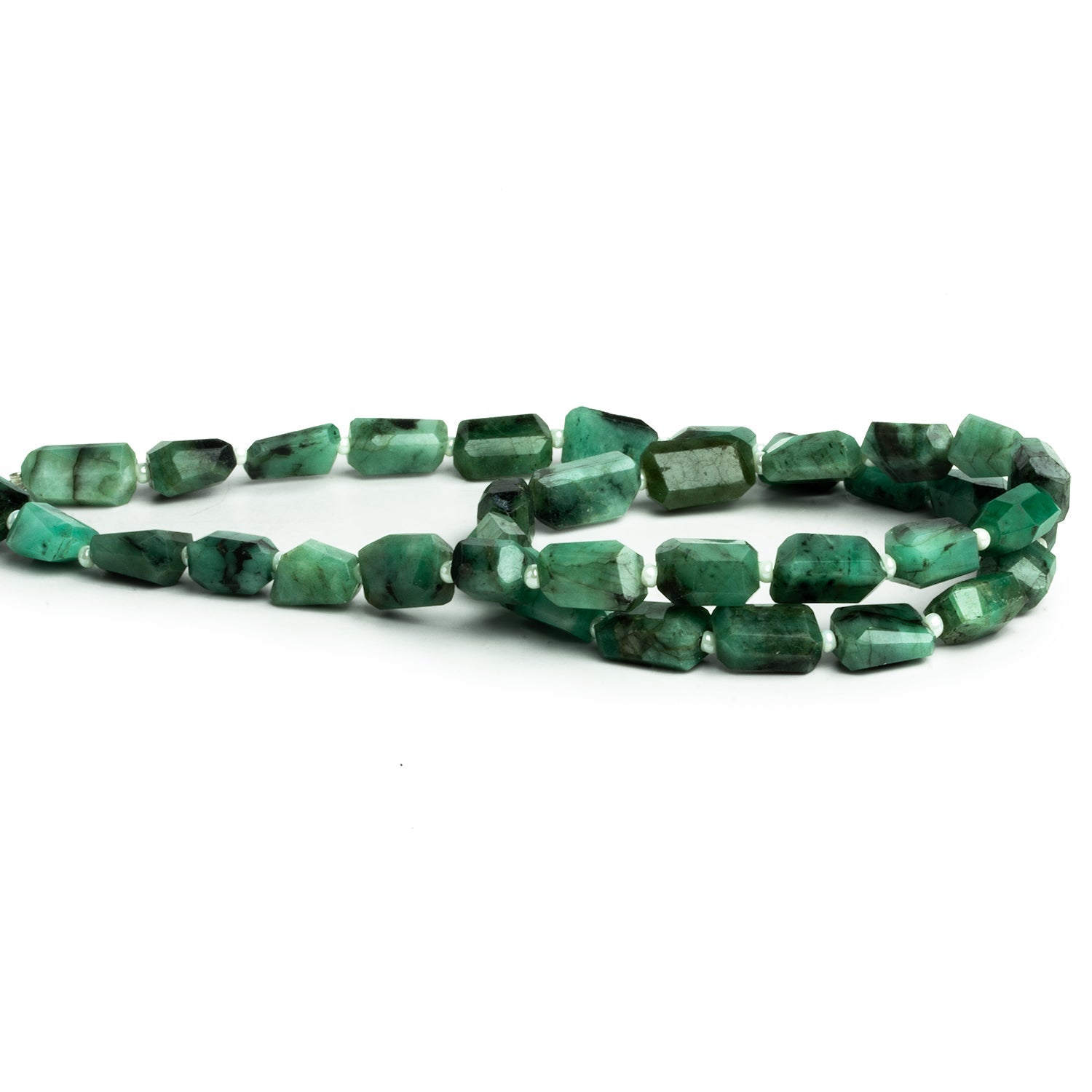 11x9mm Brazilian Emerald Faceted Nuggets 16 inch 31 beads - The Bead Traders