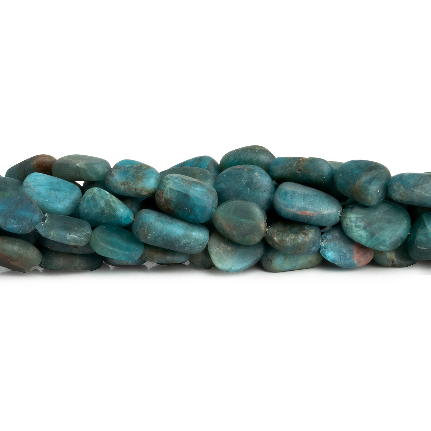 11x9mm Matte Apatite Nuggets 17 inch 38 beads - The Bead Traders