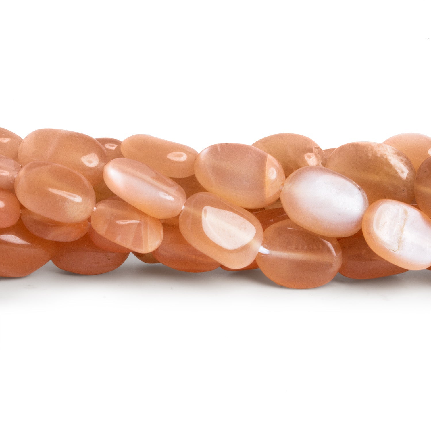 11x9mm Peach Moonstone Plain Ovals 14 inch 30 beads - The Bead Traders