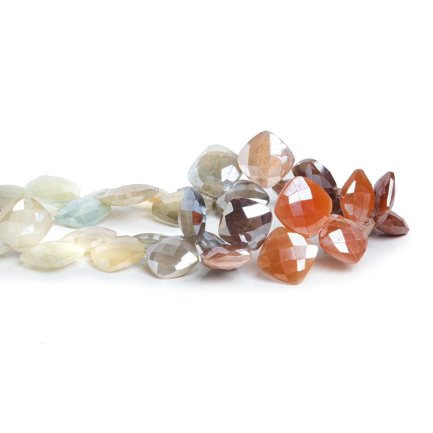 12-13mm Mystic Multi Moonstone Cushions 8 inch 35 beads - The Bead Traders
