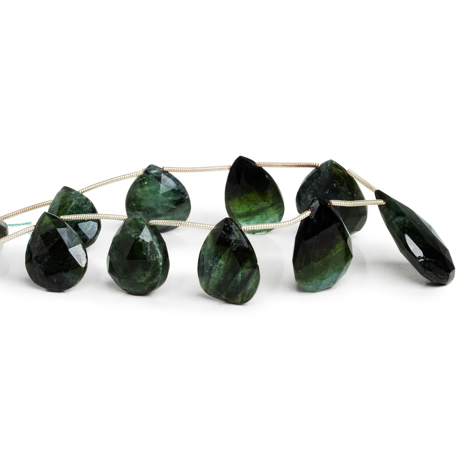 12 - 17mm Indicolite Tourmaline Faceted Hearts 10 inch 12 beads - The Bead Traders