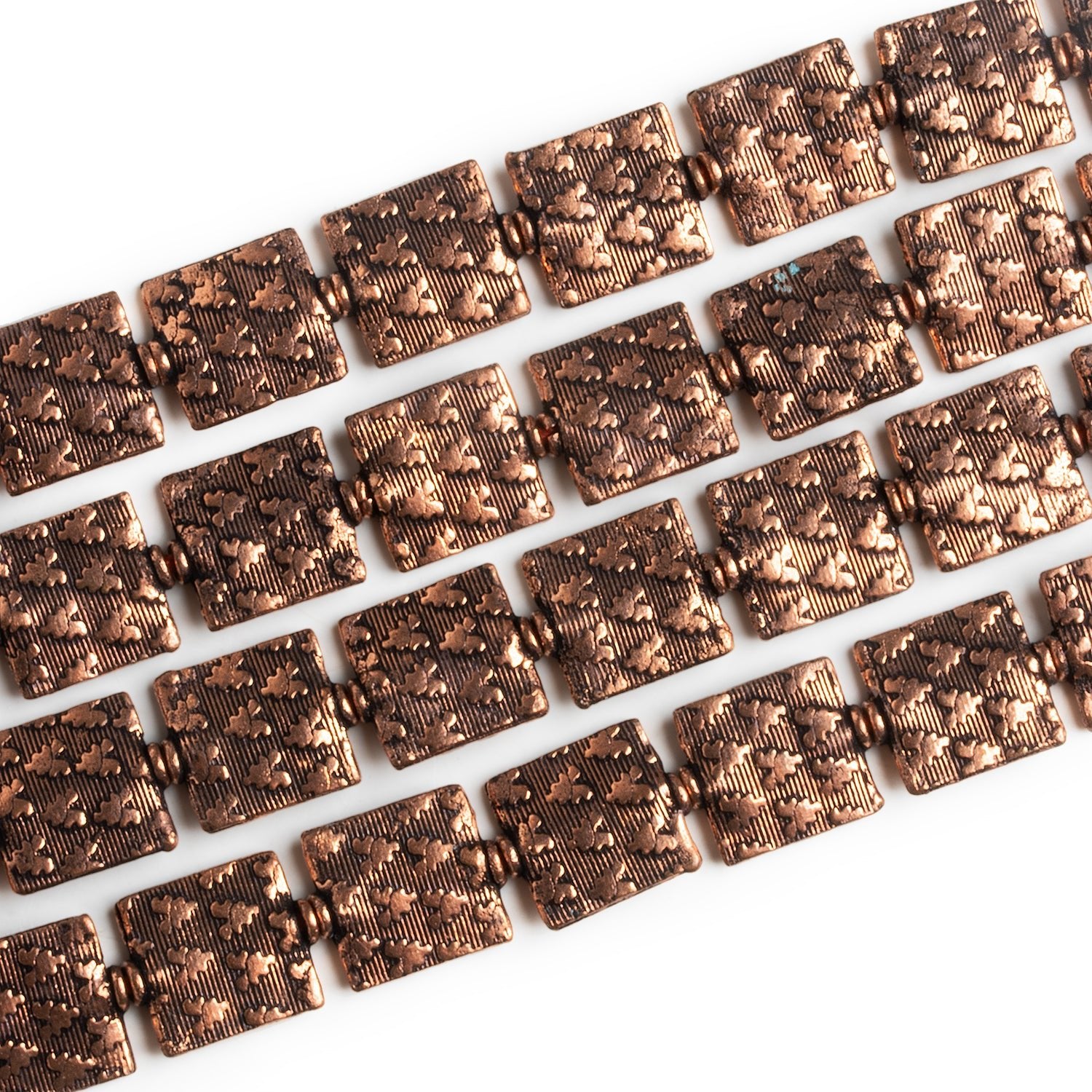 12mm Antiqued Copper Squares - Lot of 4 Strands - The Bead Traders