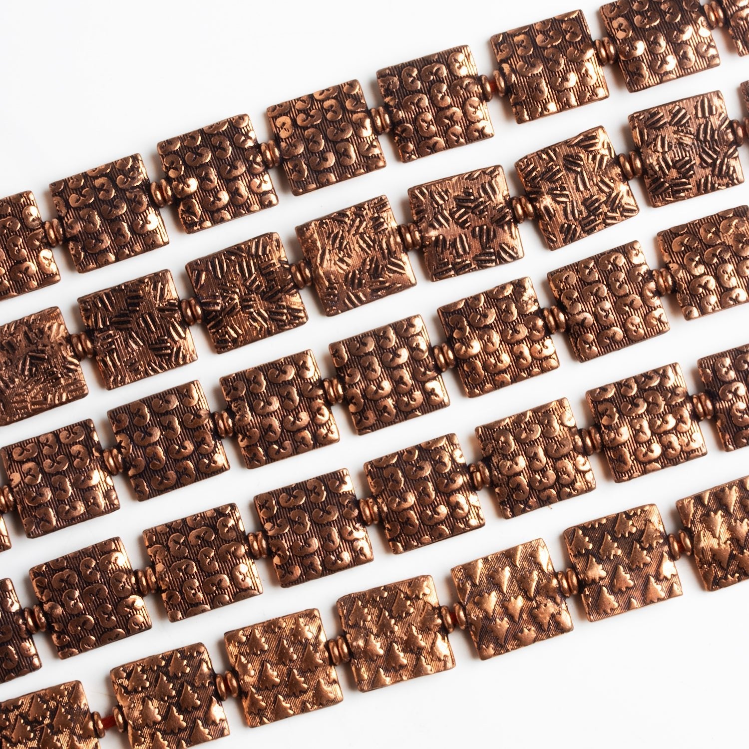 12mm Antiqued Copper Squares - Lot of 5 Strands - The Bead Traders