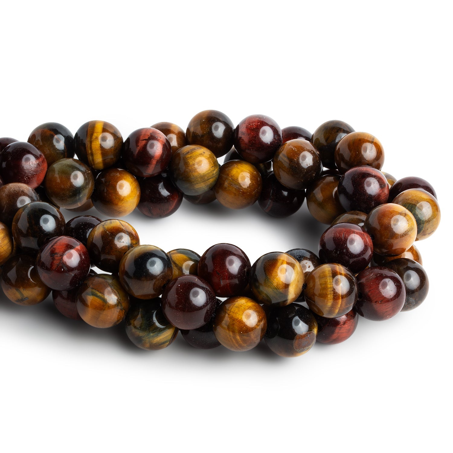 12mm Multi Tiger's Eye Plain Rounds 15 inch 32 beads - The Bead Traders