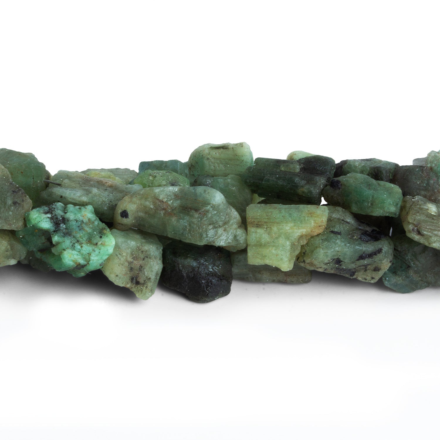 12x10mm Emerald Natural Crystals 8 inch 17 beads - The Bead Traders