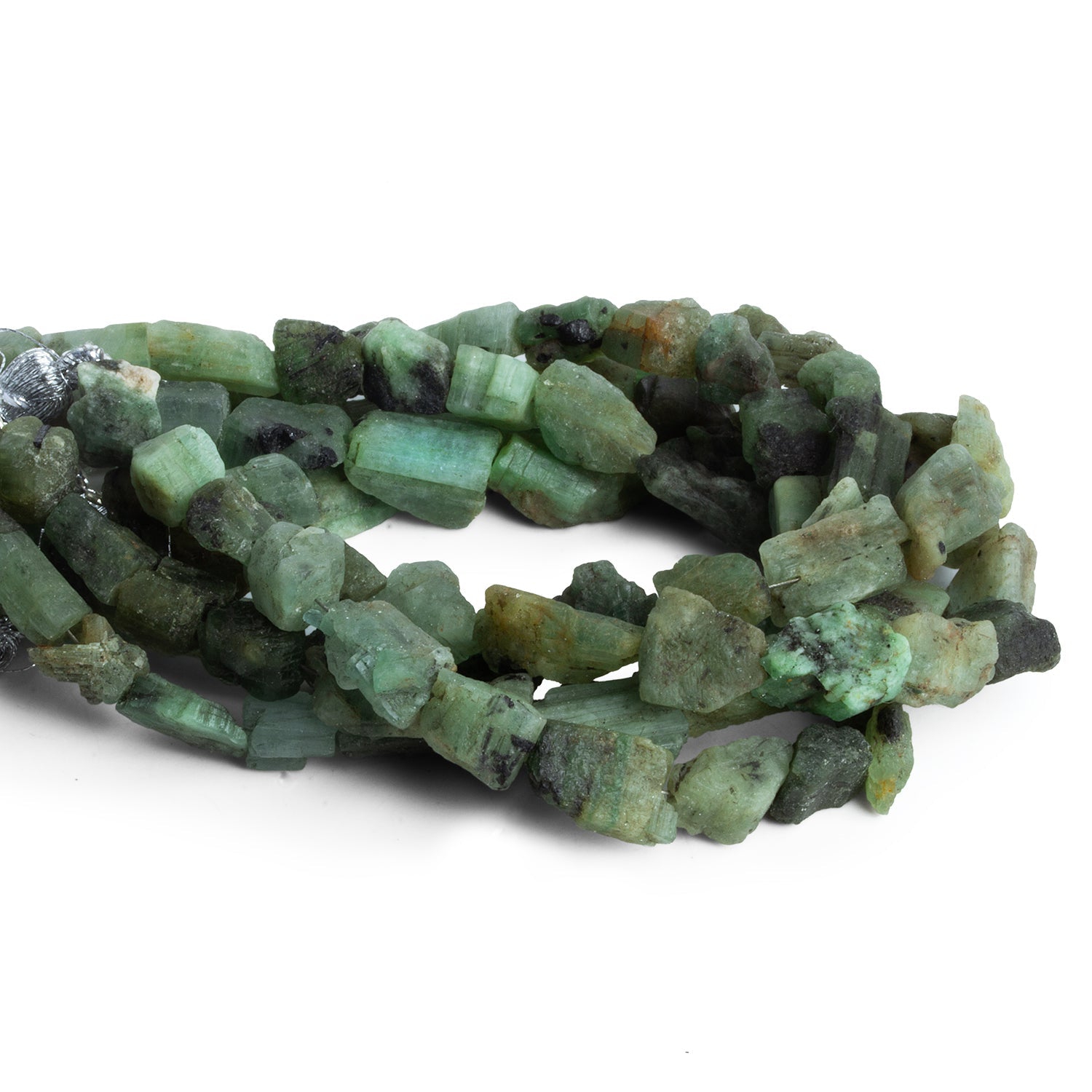 12x10mm Emerald Natural Crystals 8 inch 17 beads - The Bead Traders
