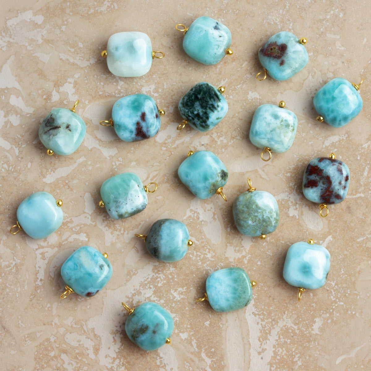 12x8mm Larimar Wire-Wrapped Pillow Pendant 1 Bead - The Bead Traders