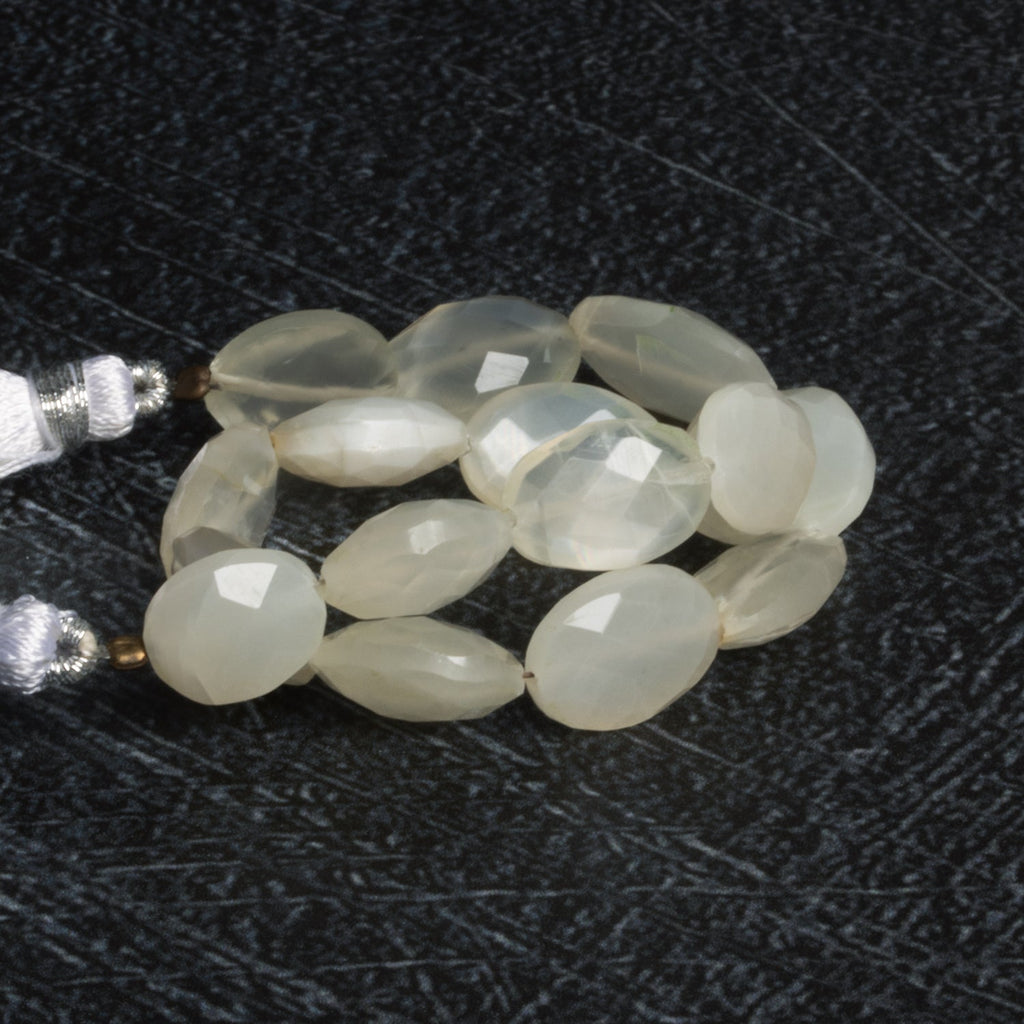 12x9mm Ceylon White Moonstone Faceted Ovals 7.5 inch 14 beads - The Bead Traders