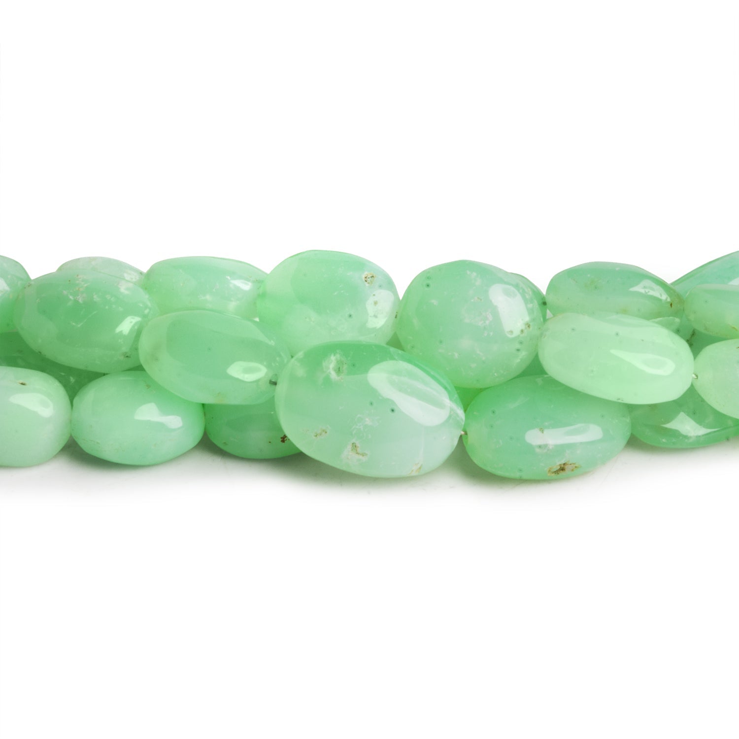 12x9mm Chrysoprase Plain Ovals 16 inch 40 beads - The Bead Traders