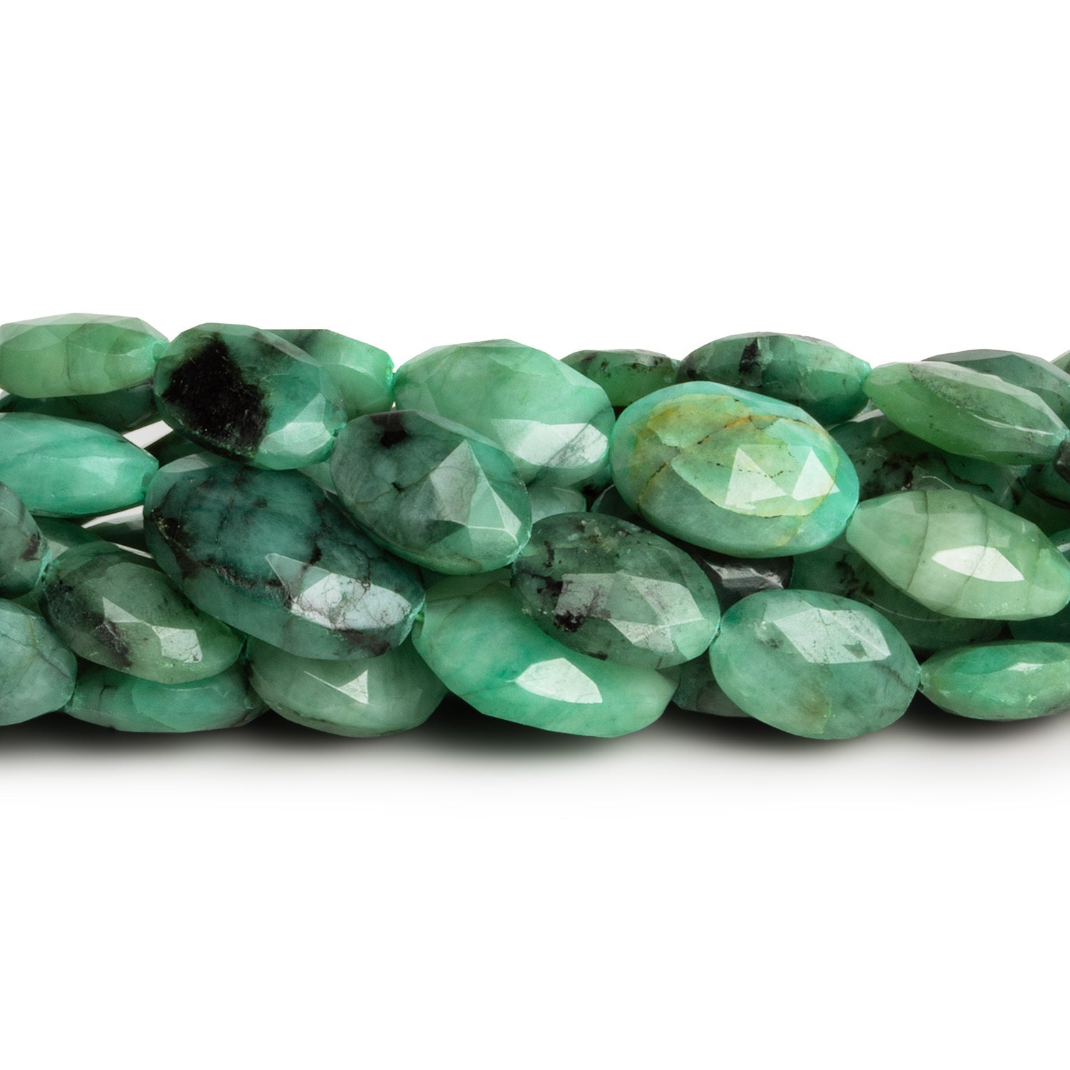 12x9mm Emerald Faceted Ovals 7.5 inch 15 beads - The Bead Traders