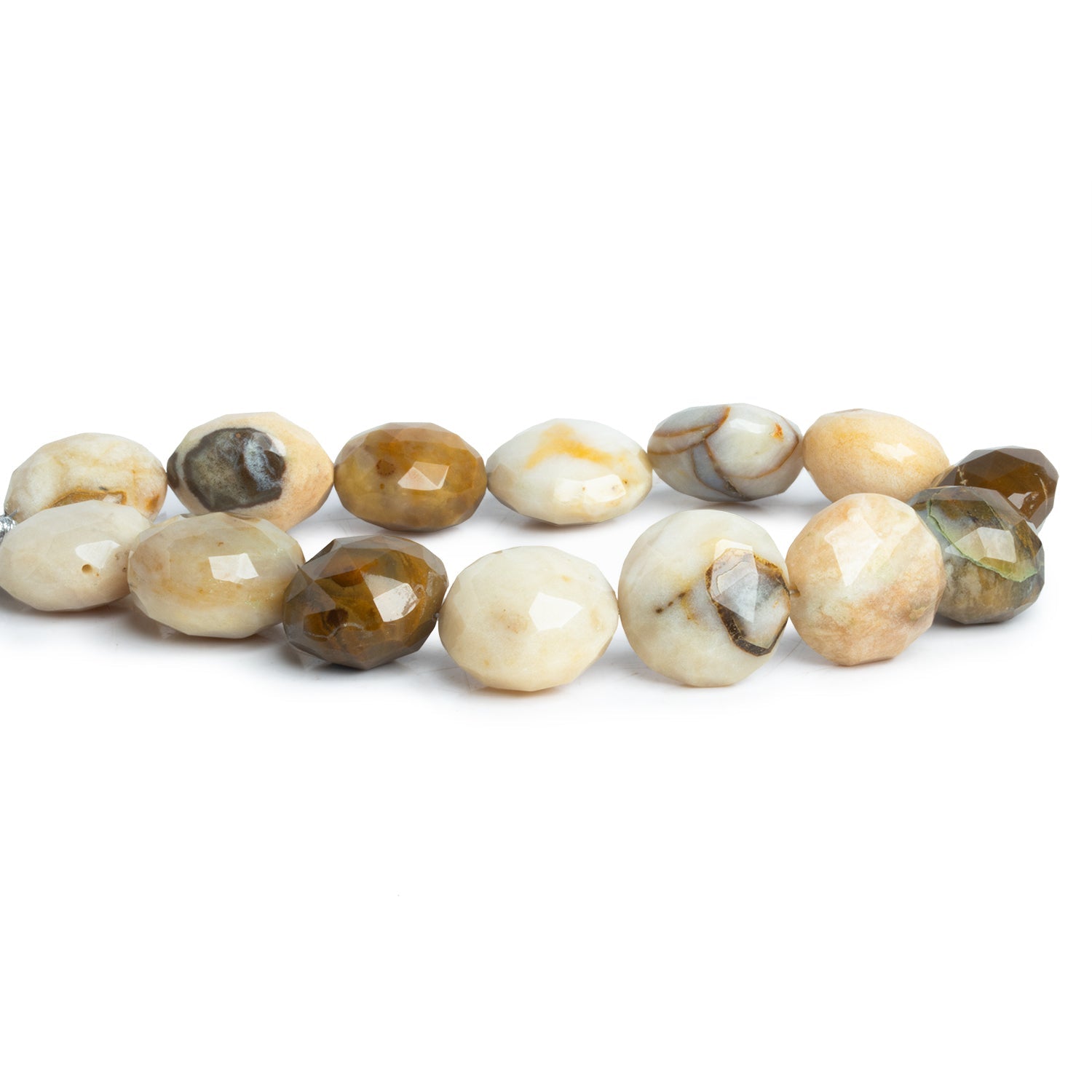 13 - 15mm Jasper Faceted Coins 8 inch 14 beads - The Bead Traders