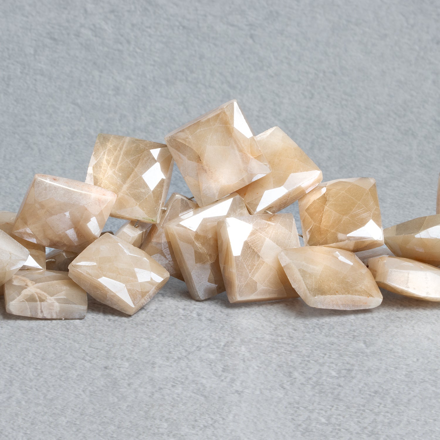 13-15mm Mystic Moonstone Faceted Squares 8 inch 37 beads - The Bead Traders