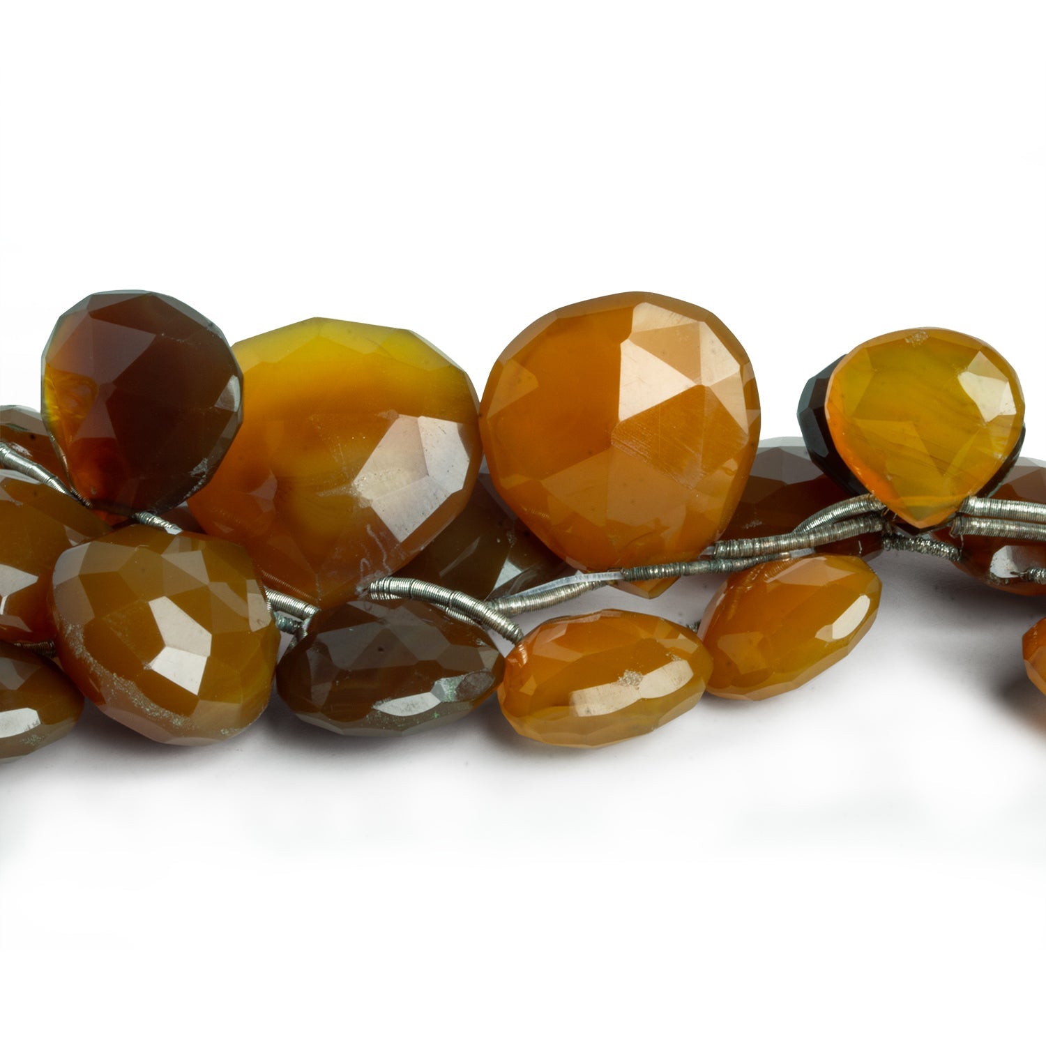 13 - 24mm Yellow Chalcedony Faceted Hearts 7.5 inch 11 beads - The Bead Traders