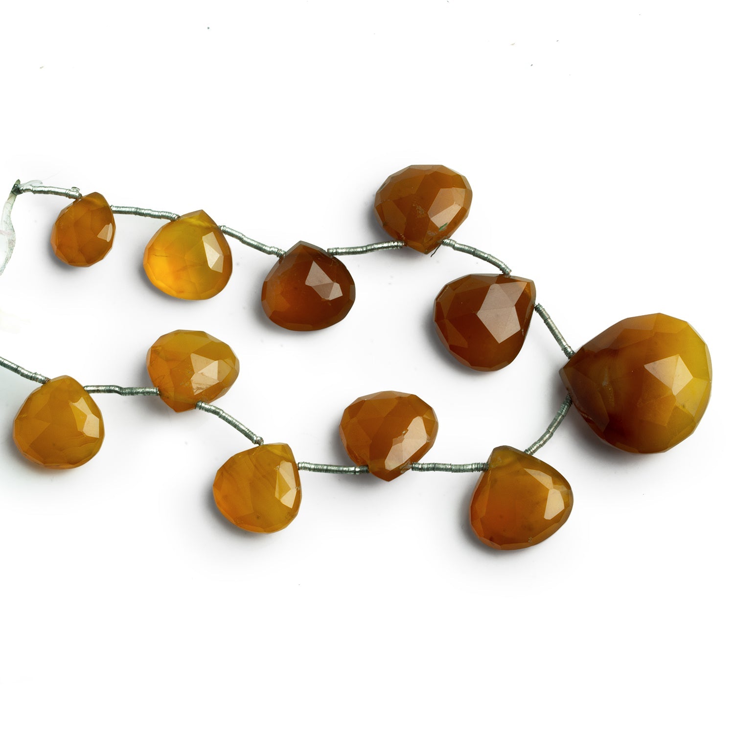 13 - 24mm Yellow Chalcedony Faceted Hearts 7.5 inch 11 beads - The Bead Traders