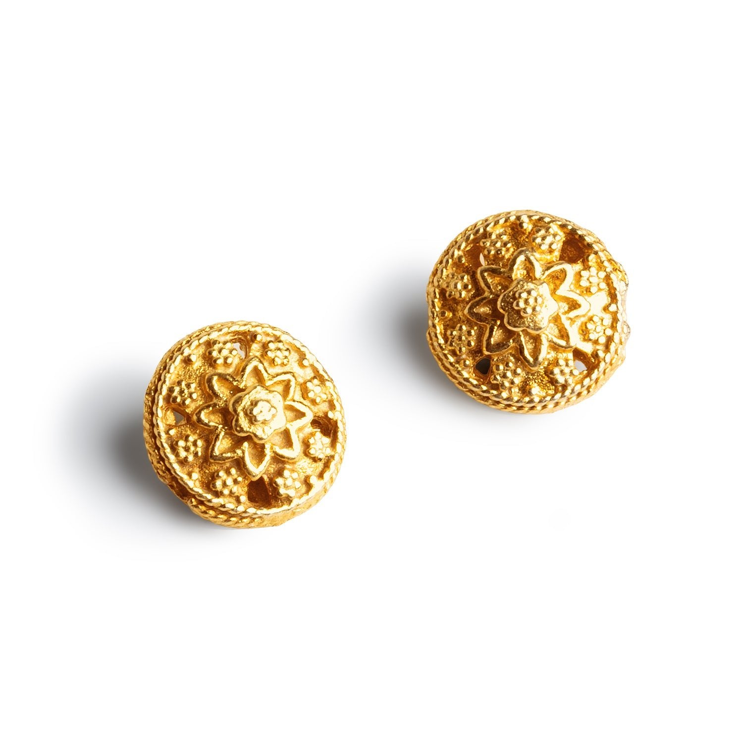 13mm Gold Plated Copper Straight-Drilled Discs 2 Beads - The Bead Traders