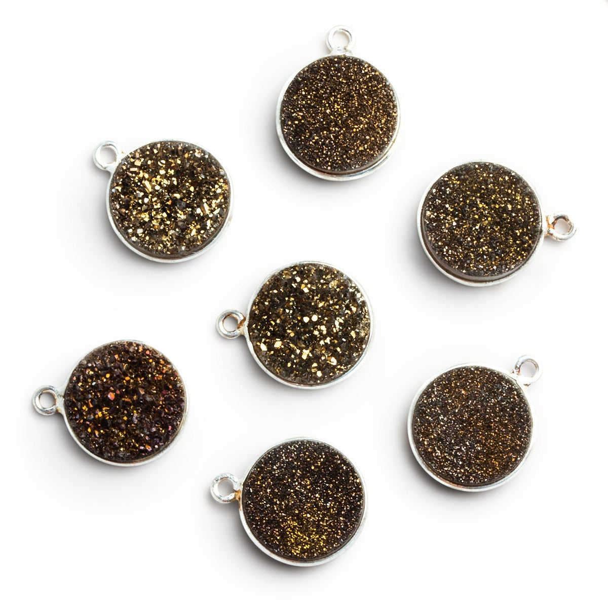 13mm Silver Bezeled Yellow Drusy Coin Pendant 1 Bead - The Bead Traders
