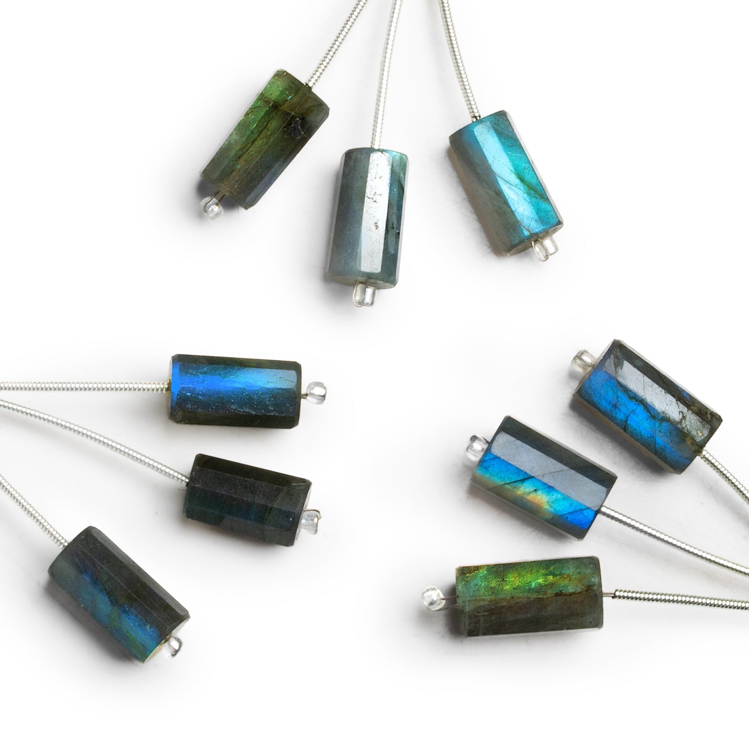 13x7mm Labradorite Faceted Tube Focals 3 Beads - The Bead Traders