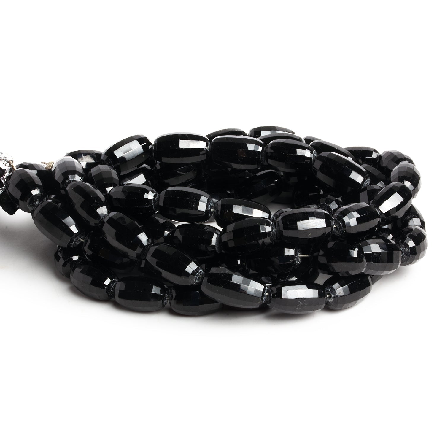 13x8mm Black Spinel Faceted Barrels 16 inch 38 beads - The Bead Traders