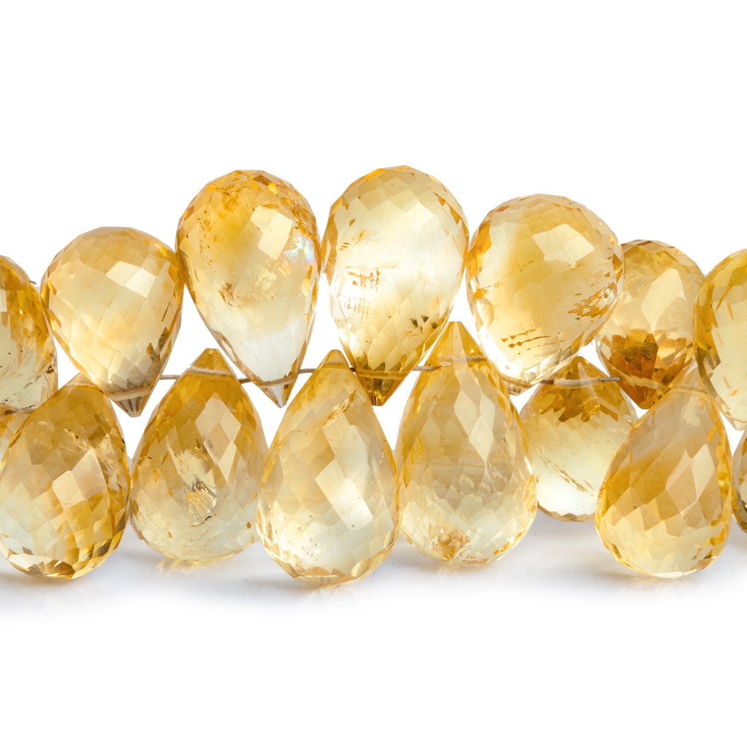 13x8mm Citrine Faceted Teardrops 7.5 inch 55 beads - The Bead Traders