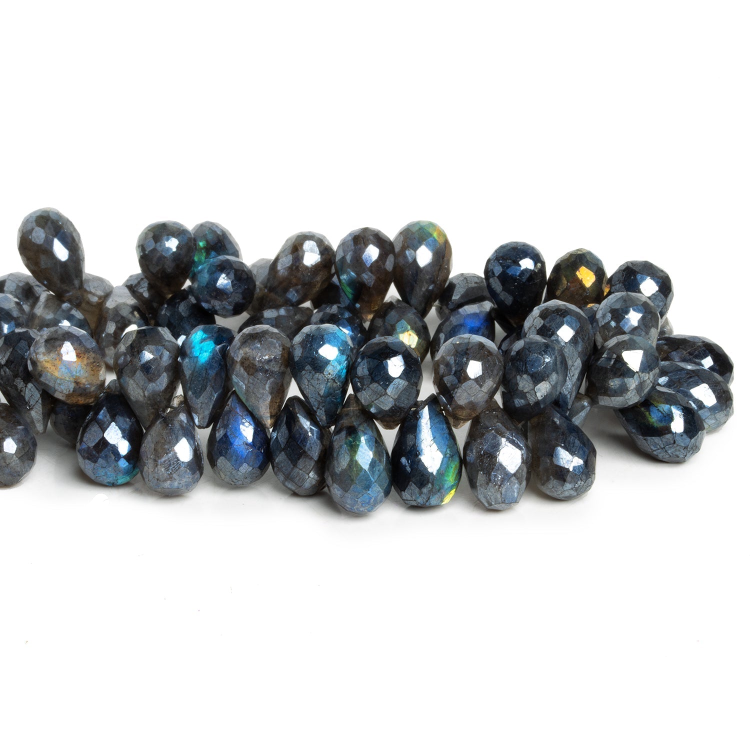 13x8mm Mystic Labradorite Faceted Teardrops 8 inch 55 beads - The Bead Traders