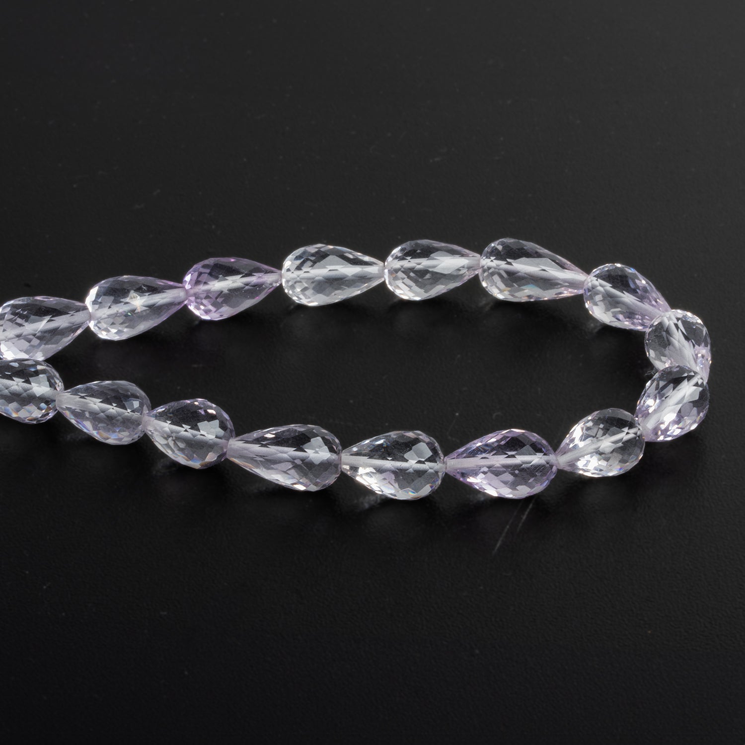 13x8mm Pink Amethyst Teardrops 8 inch 15 beads - The Bead Traders