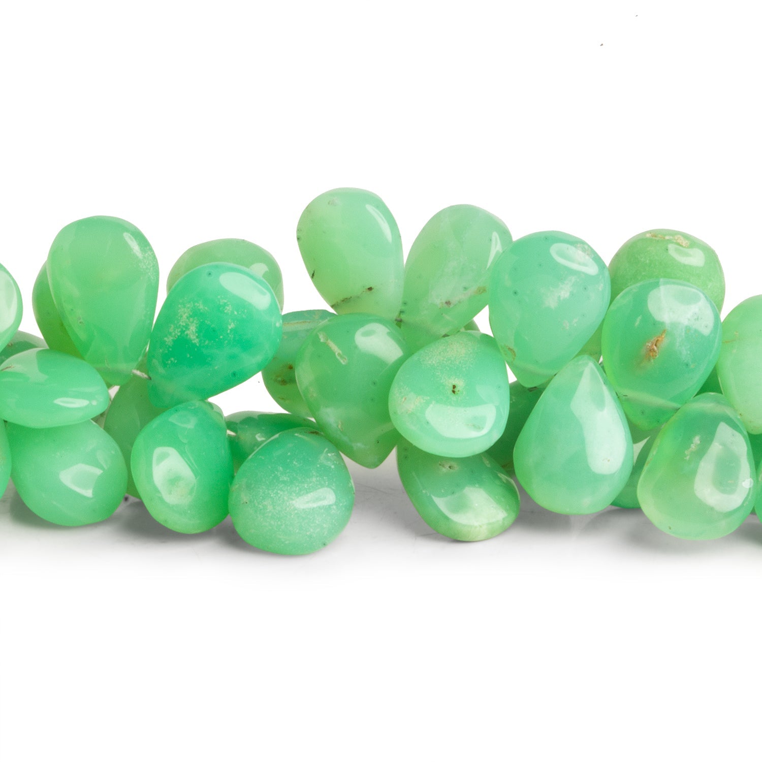 13x9mm Chrysoprase Plain Pears 8 inch 45 beads - The Bead Traders
