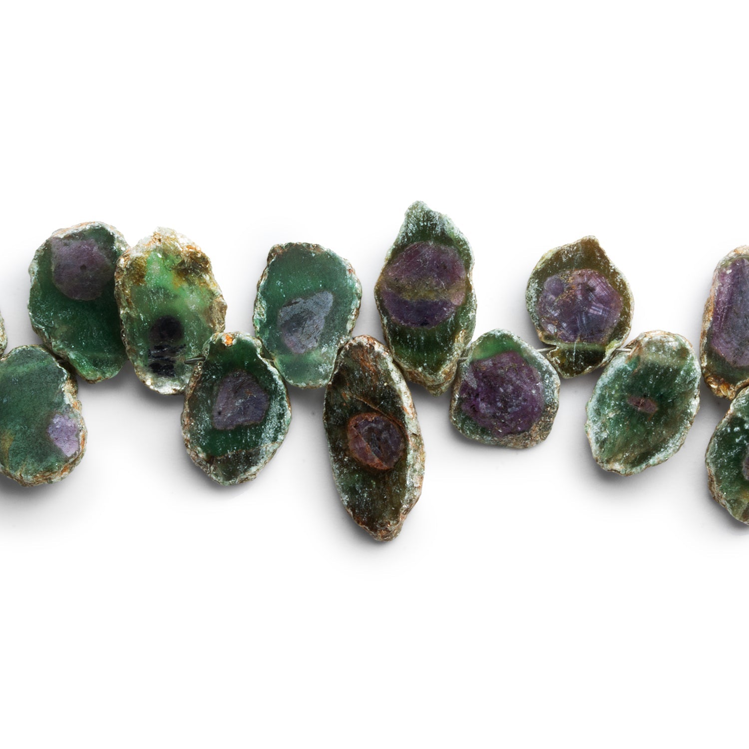 13x9mm Corundum Top - Drilled Slices 7.5 inch 31 beads - The Bead Traders