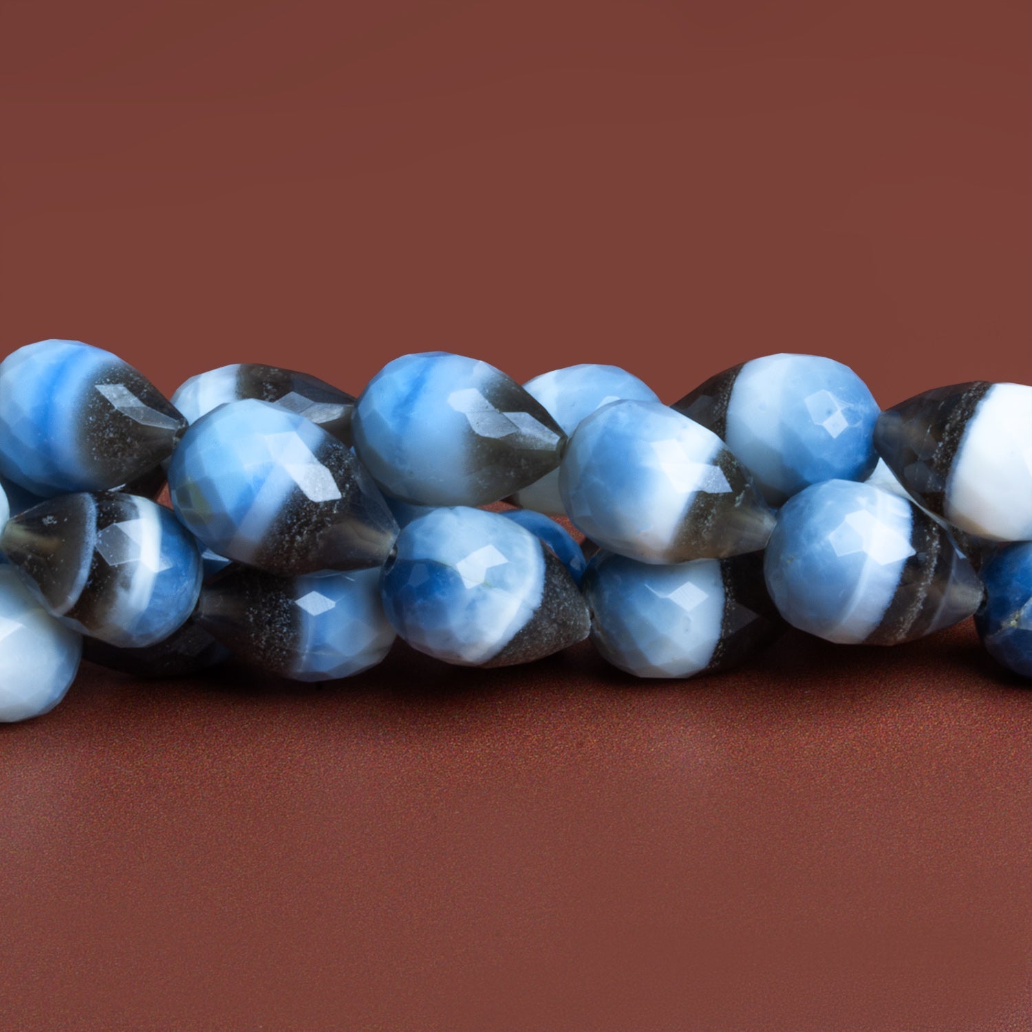 13x9mm Denim Opal Faceted Teardrops 7.5 inch 15 beads - The Bead Traders