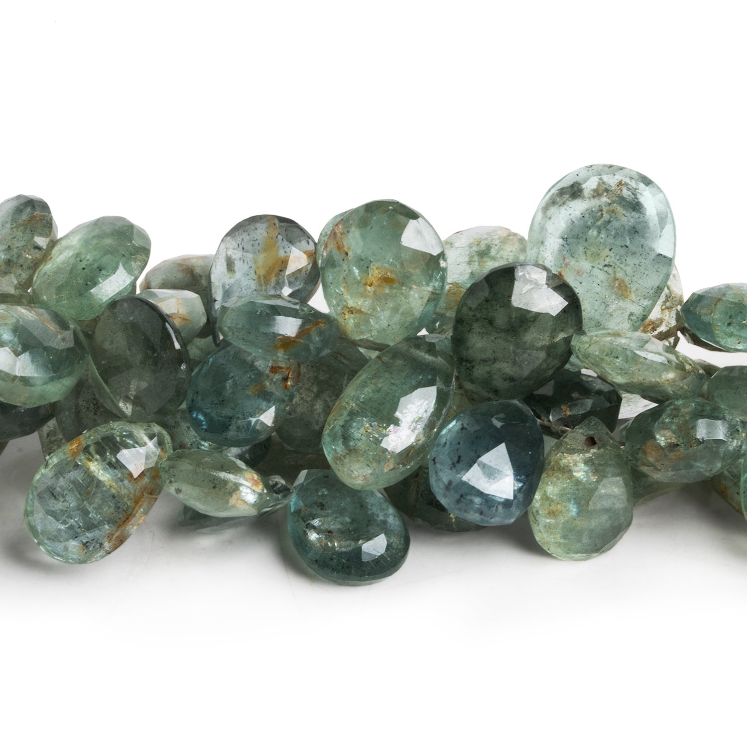 13x9mm Moss Aquamarine Faceted Pears 8 inch 37 beads - The Bead Traders