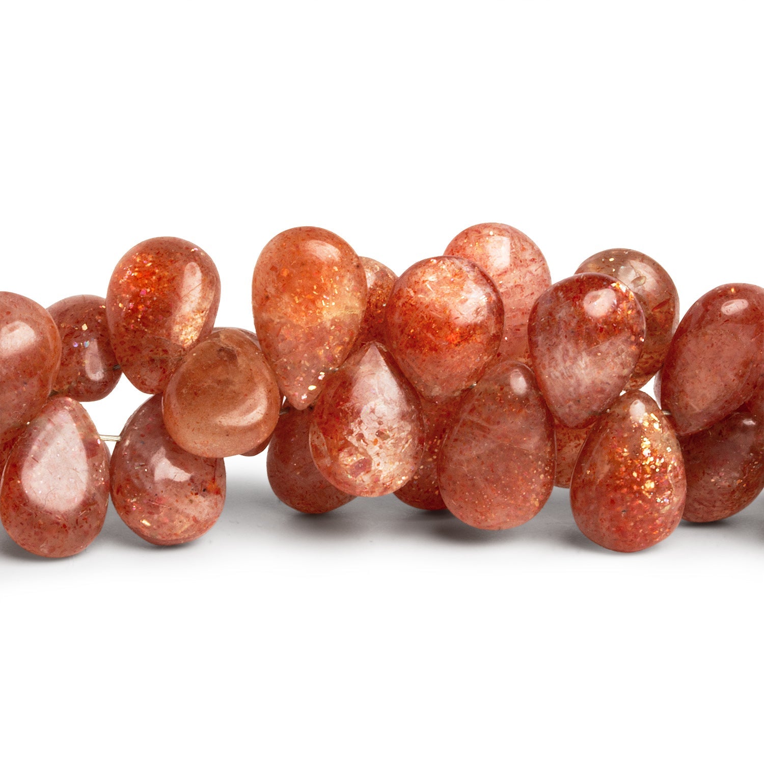 13x9mm Sunstone Plain Pears 8.5 inch 40 beads - The Bead Traders