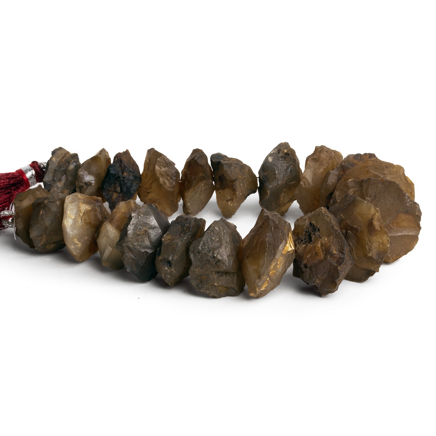 14 - 21mm Walnut Brown Agate Hammer Faceted Discs 7 inch 20 beads - The Bead Traders