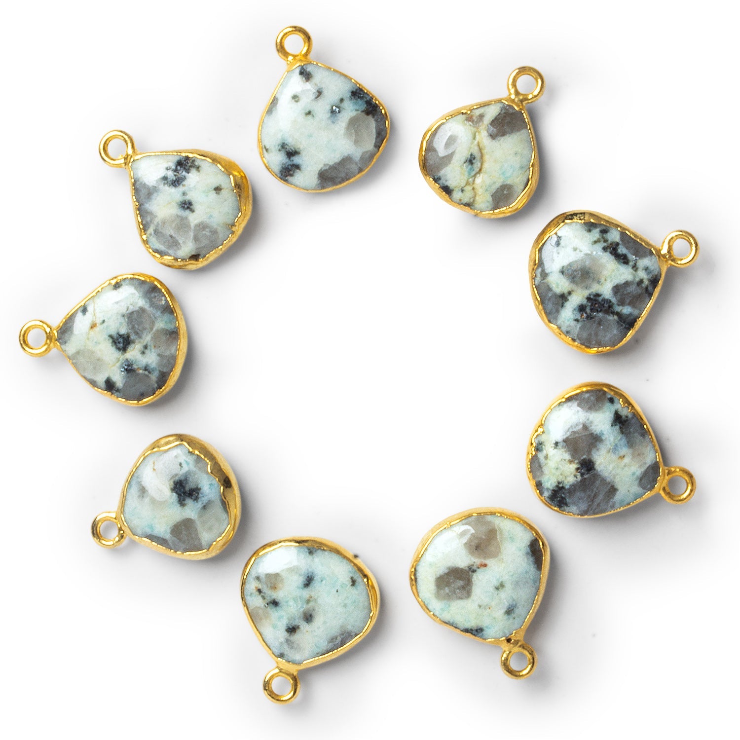 14mm Gold Leafed Jelly Jasper Heart Pendant 1 Bead - The Bead Traders