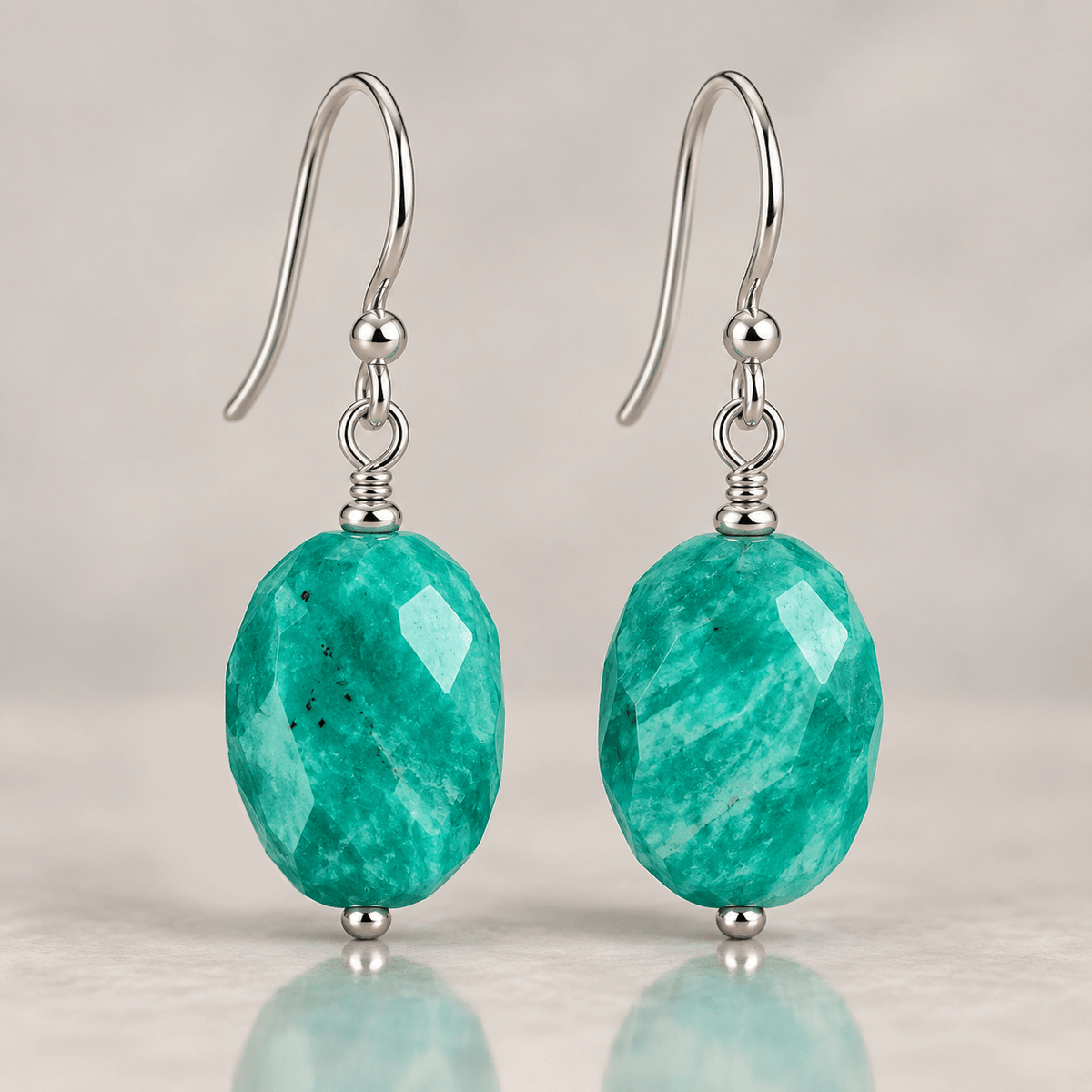14x10mm Amazonite Faceted Ovals 16 inch 28 beads - The Bead Traders
