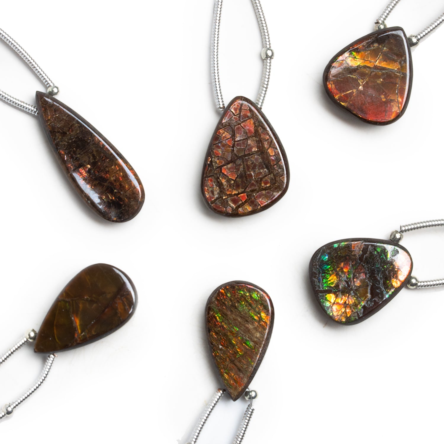 14x10mm Ammolite Pear Focal 1 Bead - The Bead Traders