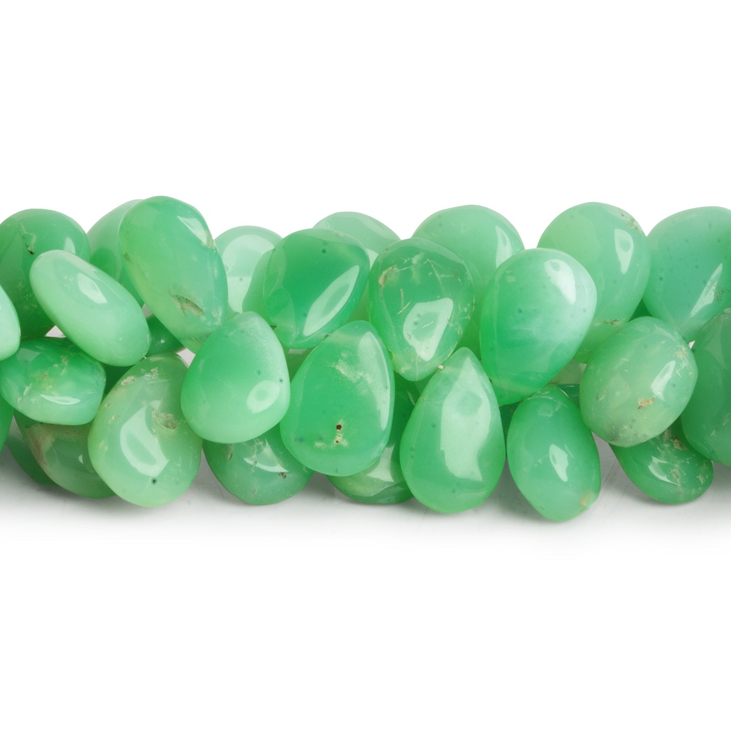 14x10mm Chrysoprase Plain Pears 8 inch 45 beads - The Bead Traders